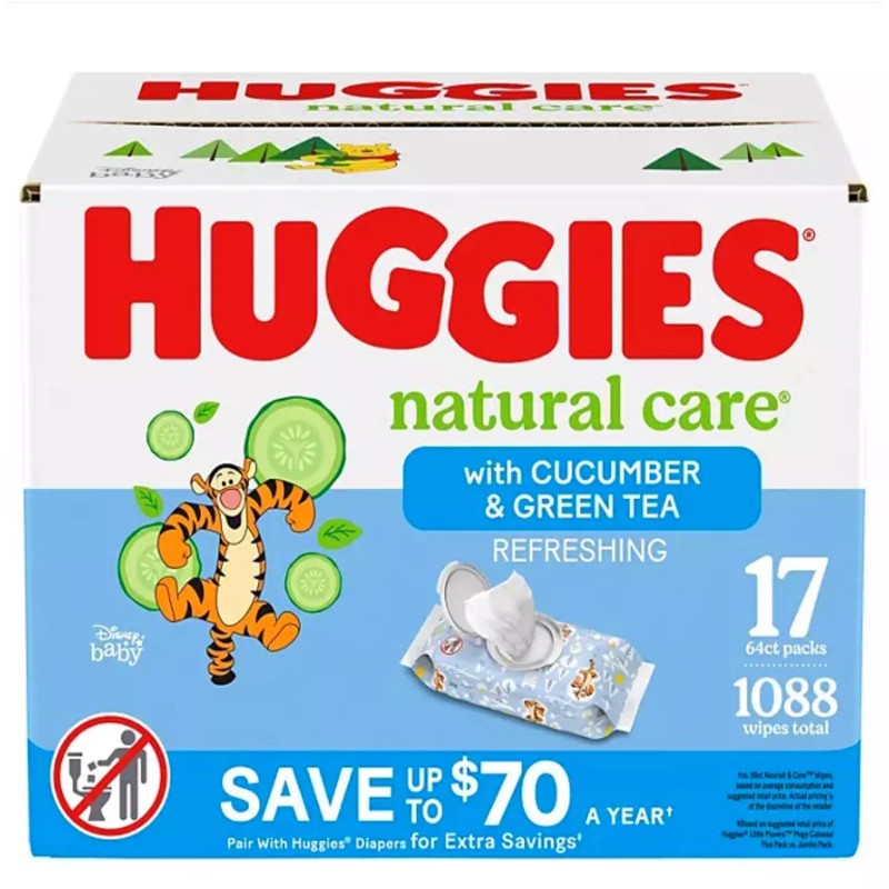 Huggies Natural Care Baby Wipes, Cucumber and Green Tea, 17