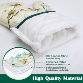 Arquiel Bird Branch Oven Mitts and Pot Holders Sets 2Pcs, 100% Cotton Heat Resistant, Extra Long Oven Gloves Potholder for Kitchen Cooking Baking Decoration