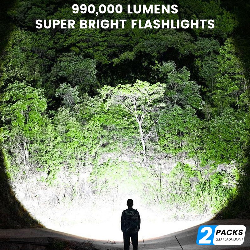 BEFAMALI Rechargeable Flashlights High Lumens, 990,000 Lumens Super Bright Flashlight