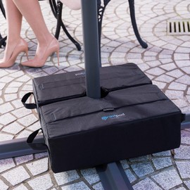 Gravipod DUO Square Detachable Umbrella Base Weight Bags, Up to 110 lbs Stability - Weather-Resistant, Easy-Fill Dual Design, Fits Offset and Patio Umbrellas - 510956