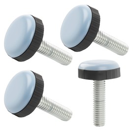 4 x Furniture Gliders with Thread Made of PTFE - Robust Sliding Feet with M6 Thread for Floor Protectors - Ideal for Furniture on Carpet, PVC, Laminate and Linoleum - High-Quality Steel and Rubber