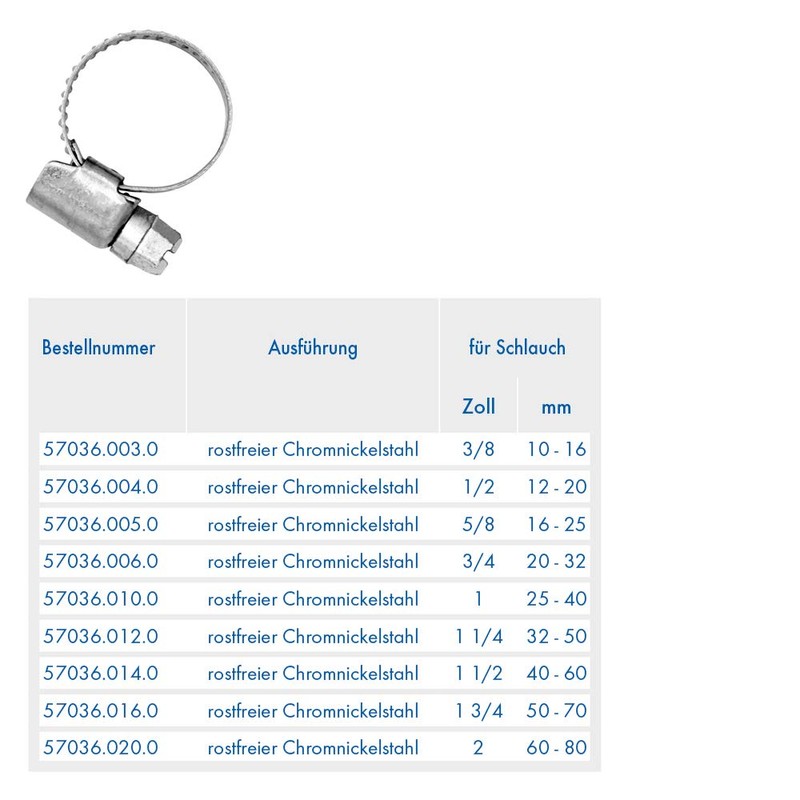ABA Beul 57036.005.0 Hose Clamp DIN 3017 Colourless