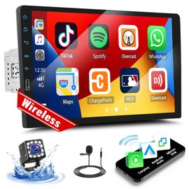 UNITOPSCI 9 Inch Single Din Wireless Apple CarPlay Android Auto Car Stereo Touch Screen Bluetooth FM Car Radio Receiver Mirror Link USB Playback DVR Input with Backup Camera Mic