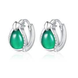 VENACOLY Jade Hoop Earrings 925 Sterling Silver Chalcedony Earrings Jewelry Gifts for Women
