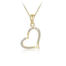 MENDOZZA Heart Necklace 925 Sterling Silver Women's Necklace Heart Pendant Silver Gold Rose Gold 50 cm, Sterling Silver, Cubic Zirconia