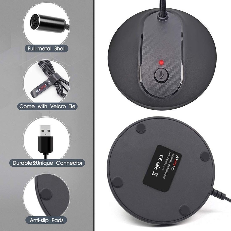 JOUNIVO USB Microphone, 360 Degree Adjustable Gooseneck Design, Mute Button