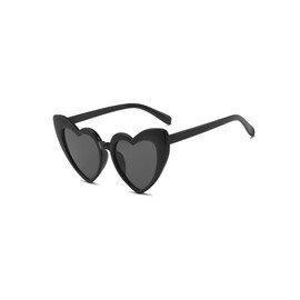 TECH-LINE-DIRECT FASHION ACCESSORIES Black Heart Sunglasses Oversized Women Ladies Retro Cat Eye Reflective