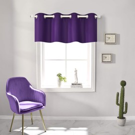 RAIN CITY Purple Blackout Valances for Windows Treatment 18 Inch Length Solid Thermal Insulated Grommet Top for Bedroom and Bathroom Curtains Valance for Small Windows 1 Panel 52X18 Inch Purple