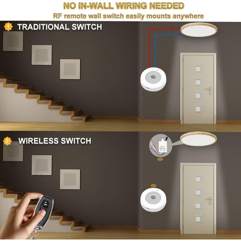 QIACHIP Wireless Light Switch 230 V and Mini Receiver Kit,