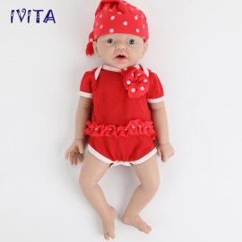 IVITA 15'' Soft Silicone Reborn Baby Girl Vivid Small Silicone Doll Kids Gift