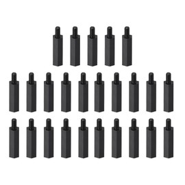 YOKIVE Pack of 25 M3 Spacers Screws Nylon Hexagonal PCB Spacers with High Insulation Effect Keep Height Constant Perfect for Board (Black 20 mm + 6 mm)