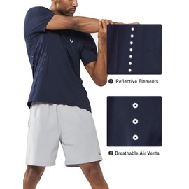 NORTHYARD Men's Athletic Running T-Shirts,Workout Breathable Short-Sleeve Sports Gym Tee Navy L