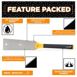 STEELHEAD 10-Inch (250mm) Ryoba Double Edge Japanese Pull Saw for Woodworking, Forged Japanese SK Steel, 7TPI & 15TPI, Flexible Blade, Impulse-Hardened Teeth, USA-Based Support