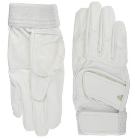 GP 37147 Baseball Batting Gloves, Both Hands, White, L, 10.2 - 10.6 inches (26 - 27 cm), For Practice, High School Baseball, Washable, Double Belt