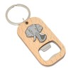 Elephant Face Keyring Bottle Opener Wooden Stainless Steel Key Chain