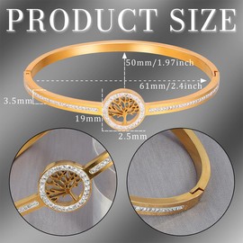 Eigso 18K Gold Life of Tree Pendant Bangle Wristband for Women Stainless Steel Cuff Bracelet for Woman Man
