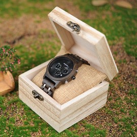 BOBO BIRD Mens Wooden Watches Luxury Wood Metal Strap Chronograph & Date Dispaly Quartz Watch Versatile Male Timepieces (Metal Black)