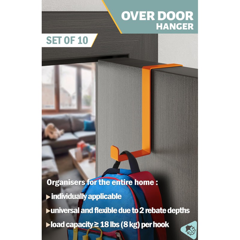 Menz Over Door Hanger – Set of 10, Colourful -