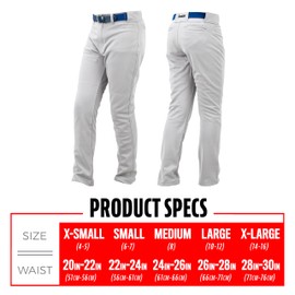 Franklin Sports Youth Baseball + Softball Pants - Relaxed Style Kids Baseball Pants for Boys + Girls with Belt Loop - Grey - Youth Medium