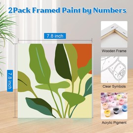 cupmod 2 Pack Framed Paint by Number for Kids Ages 8-12,Easy DIY Acrylic Flower Watercolor Paint by Numbers Kits on Canvas,Paint by Number for Adults Beginners for Home Wall Decor (8x8inch)