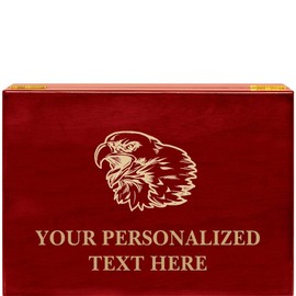 Crown Awards Eagle Rosewood Humidor Gift, Customize with Your Own Text Engraving