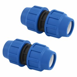 SmartProduct PP Coupling MDPE 25 mm x 25 mm Screw Connection for PE Pipe PN16 DVGW Drinking Water Certified - Clamp Connector Coupling Compatible with PE80 PE100 Pipes - Pack of 2
