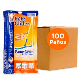 CLEAN IDEAS | 100 Paños Secos Ezee Glider | Repuestos de Paños de Limpieza de Piso Secos con Aroma a Citricos | Pack de 5 Paquetes con 20 Paños Secos de 20cm x 27cm | Repuestos para Trapeador