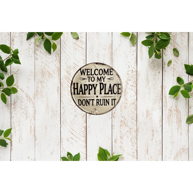 Welcome Sign for Front Door Round Metal Welcome to My