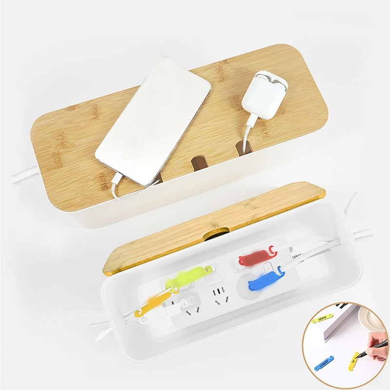 Cable Management Box Cord Organizer Box Hides Power Strips Behind