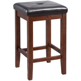 Crosley Furniture Upholstered Square Seat Bar Stool (Set of 2), 24-inch, Vintage Mahogany