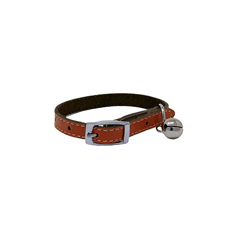 JK Cat Collar Real Leather with Safety Elastic, Bell, Available