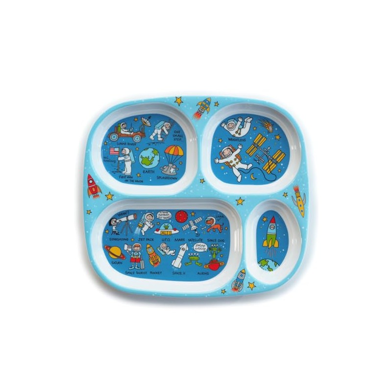 Tyrrell Katz Toddler Divider Plate in Blue with 4 Sections