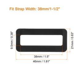 uxcell 30Pcs Plastic Rectangle Ring, 1-1/2 Inch Webbing Belt Buckle Slide Loop for Backpack Straps DIY Accessories, Black