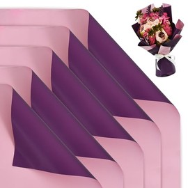 BEISHIDA 20Pcs Pink and Purple Double Sided Floral Wrapping Paper Matte Waterproof Flower Bouquet Wrapping Paper for Floral Wrap Florist Packing Supplies Birthday Valentine's Christmas Gift Wrapping