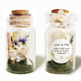 Hochzeitsgeschenke für brautpaar Trockenblumenstrauß Geldgeschenk Hochzeit Geschenkglas Einzigartig Hochzeitsgeschenk (Glück Treffen)