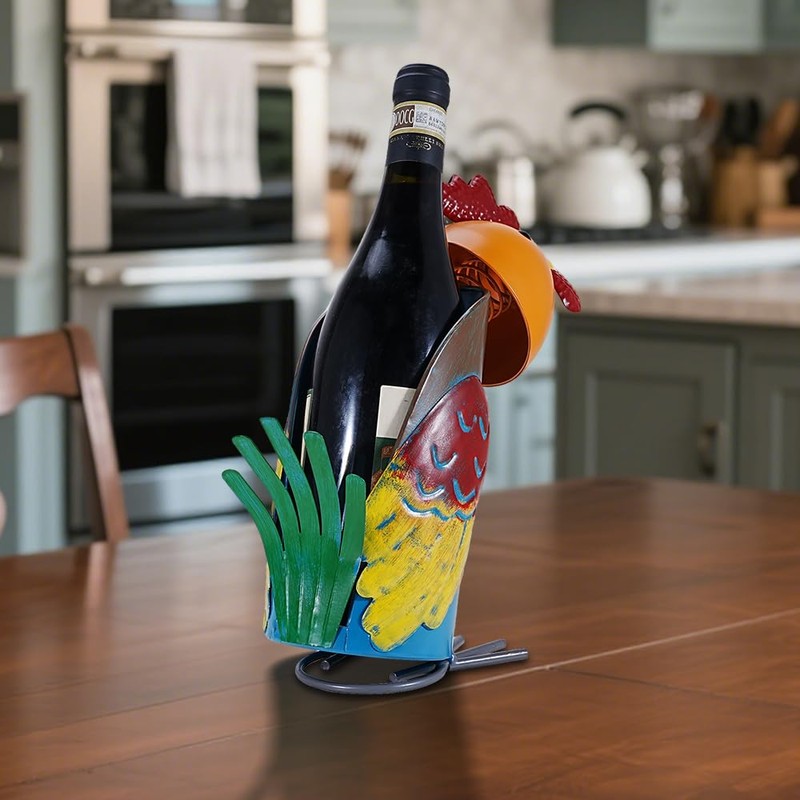 Mloarts Curious Rooster Chicken Wine Bottle Holder, Decorative Wine Holder