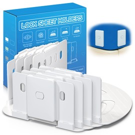 AUKCLAX Bed Sheet Holder with Clips Lock, Open Corner Fitted Bedsheet Holders with Enhanced Straps for Twin, Full, Queen, King Size Mattress, Keep Sheets Firm and Tight, No More Loose Sheets(White)