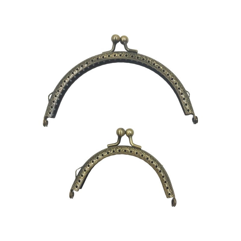 5PCS Purse Frame, Metal Kiss Lock, 5 Sizes Bronze Tone