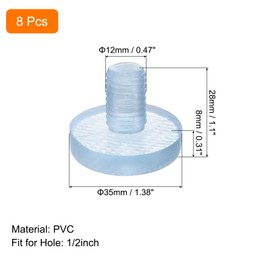sourcing map 8Pcs Glass Table Top Bumpers with Stem, 12mm/0.47Inch Clear Rubber Bumper Grippers Anti Collision Slip Glass Table Spacers for Patio Table Cabinet Furniture (Fits 1/2Inch Hole)