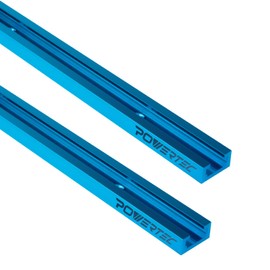 POWERTEC 71158V 48 Inch Double-Cut Profile Universal T-Track with Predrilled Mounting Holes, 2 Pack, T Track for Woodworking Jigs and Fixtures, Drill Press Table, Router Table, Workbench