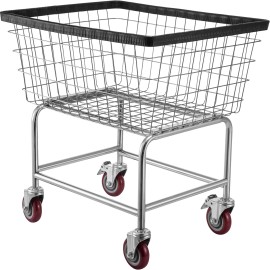 Uimoso Wire Laundry Cart Wire Laundry Basket 2.8 Bushel Heavy Duty w/ 4'' Wheels
