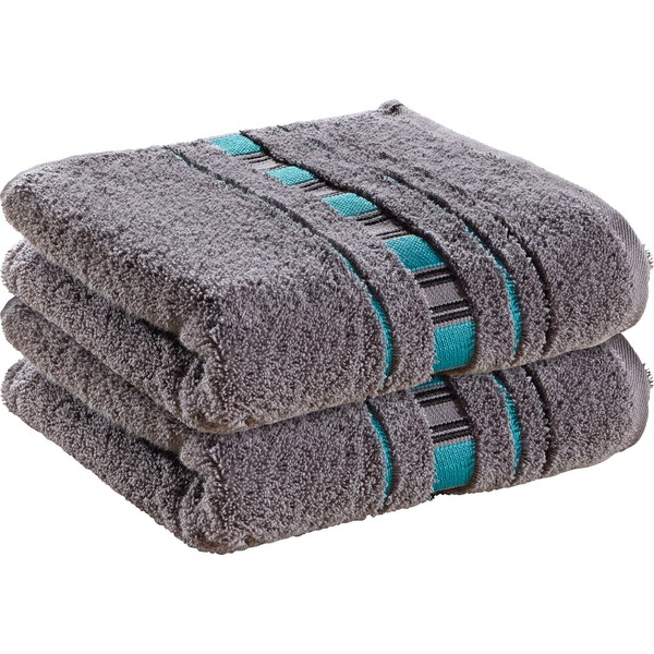 Erwin Müller Hand Towel Set 2-Pack Achern Grey/Turquoise Size 50