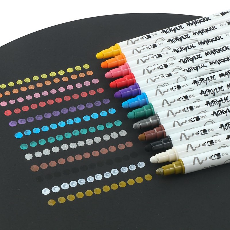 TRANSON 12 Color Bold and Fine Dual-tip Acrylic Paint Pen