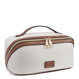 CLUCI Make Up Bag Travel Cosmetic Bag Makeup Bag, Large Capacity PU Leather Waterproof Toiletry Bag - Color: begin