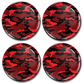 Biomar Labs 4 x 70mm 3D Domed Car Wheel Centre Rims Hub Red Military Camouflage Stickers Decals For Caps Vehicle Auto Tuning Emblem A 1970 Z*