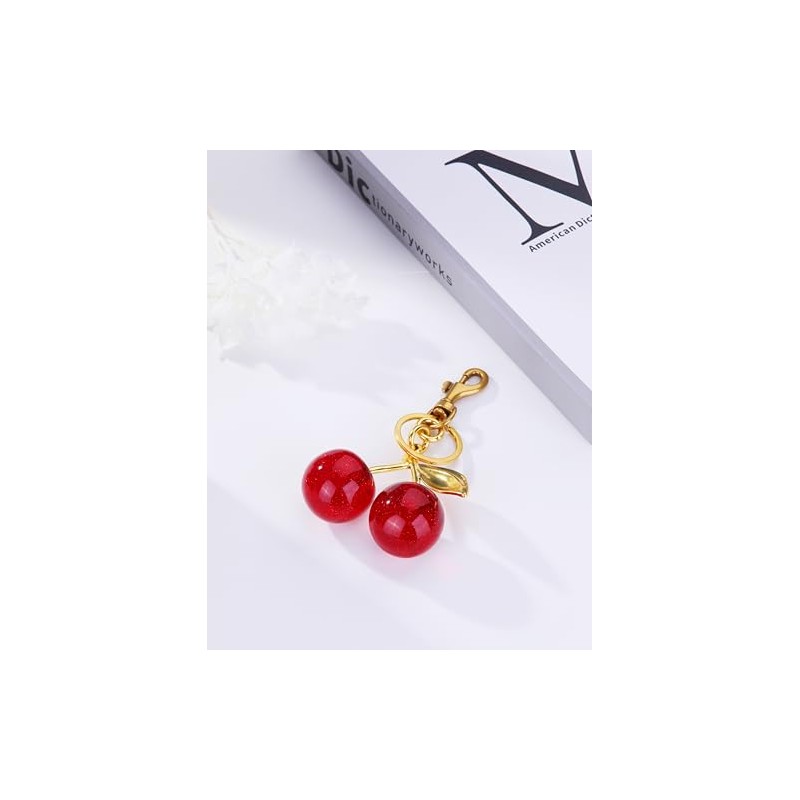OVRUNS Cherry Bag Charm - Cute Sparkling Purse Accessory