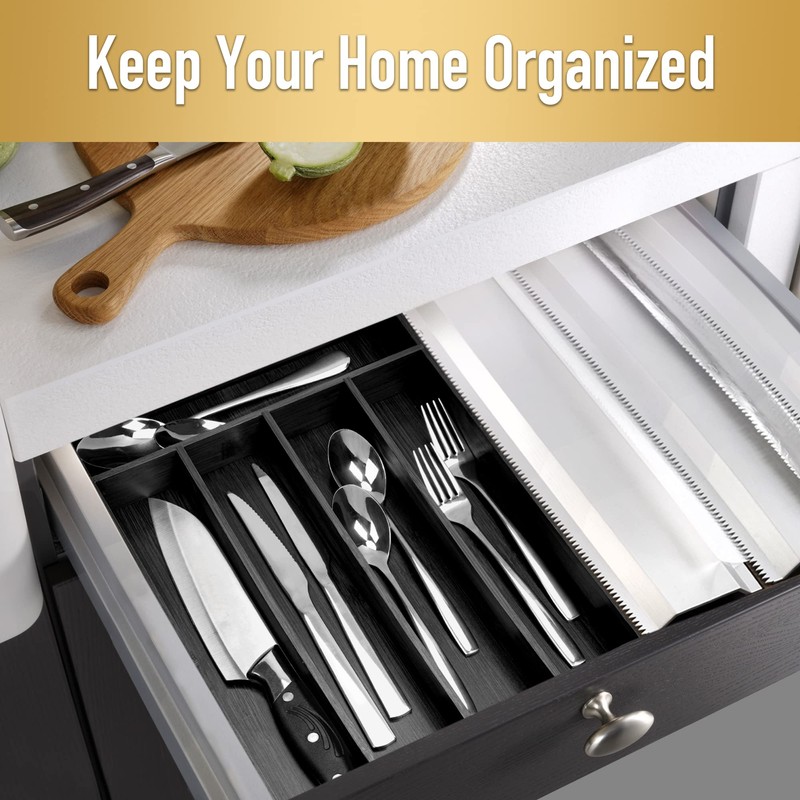 Conflech Silverware Organizer Bamboo Kitchen Drawer Organizer Utensil Organizer Silverware