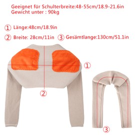 MilyaDE Cashmere Blend Shoulder Warmer Back Warmer Shoulder Pad Elastic Shoulder Joint Elbow Support Long Sleeves with Plush Camel XL