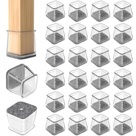 24 Pcs Chair Leg Floor Protectors Furniture Pads Floor Protectors Furniture Sliders for Protecting Hardwood/Tile/Laminate Floors from Scratches and Noise Square Medium (Fit:19-26mm)