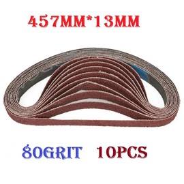 MiJunHD 13mm X 457mm Sanding Belts, 10Pcs 80Grit Aluminum Oxide Grinding Abrasive Belts for Belt Sander, Used for Woodworking & Metal Polishing